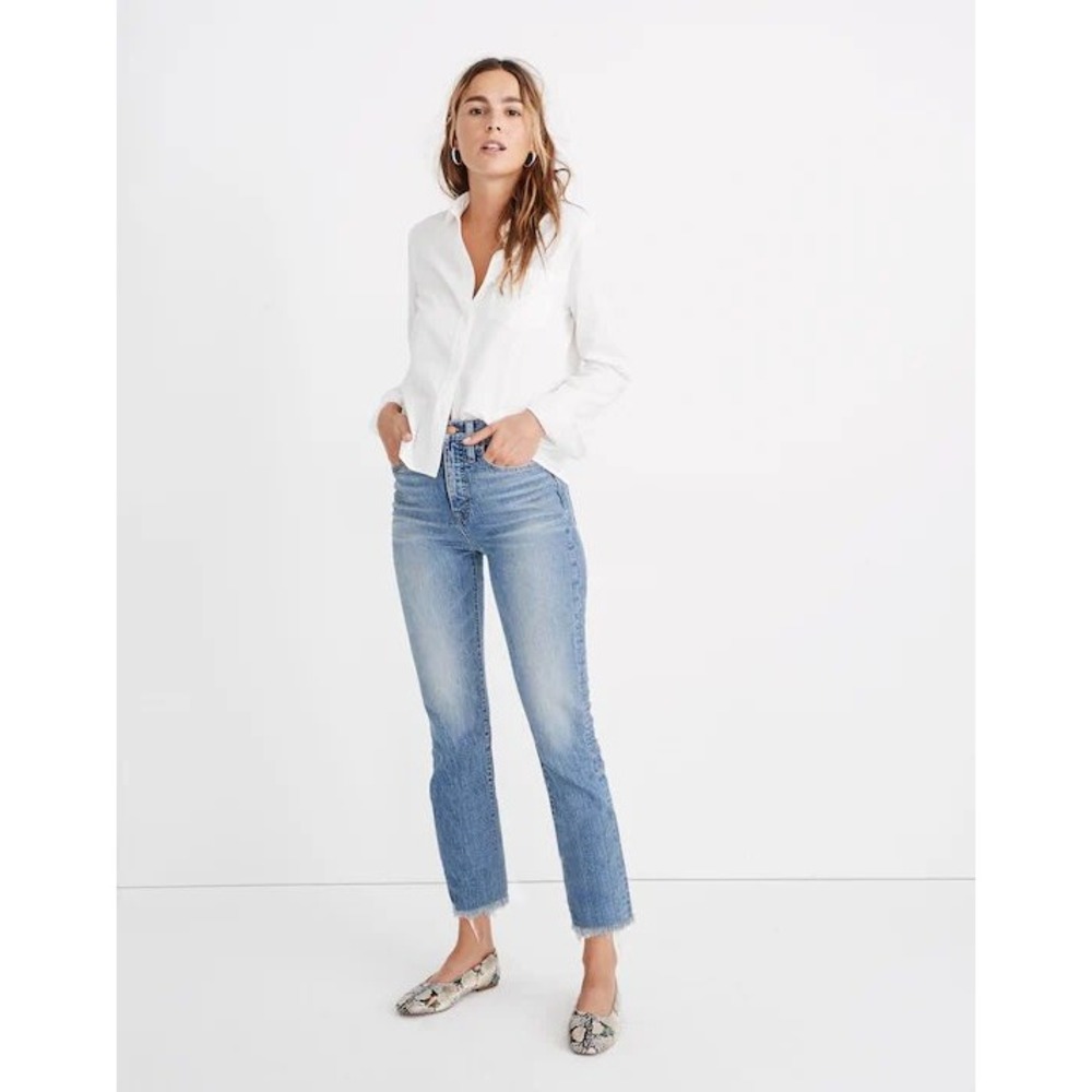 Madewell The Perfect Vintage Jean Jeans 28 Blue High Rise Raw Hem AF691